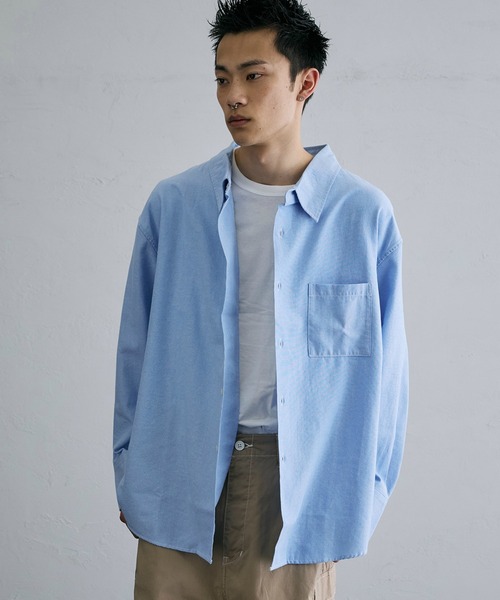 EDWIN（エドウィン）の「EDWIN エドウィン STEPMARK オーバーサイズ ビッグシルエット ルーズシャツ 長袖（シャツ/ブラウス・メンズ・ネイビー/ブルー/オレンジ/グリーン/ストライプ・LARGE/SMALL/MEDIUM）」の4枚目の写真