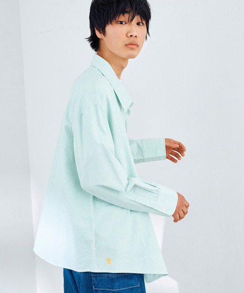 EDWIN（エドウィン）の「EDWIN エドウィン STEPMARK オーバーサイズ ビッグシルエット ルーズシャツ 長袖（シャツ/ブラウス・メンズ・ネイビー/ブルー/オレンジ/グリーン/ストライプ・LARGE/SMALL/MEDIUM）」の13枚目の写真