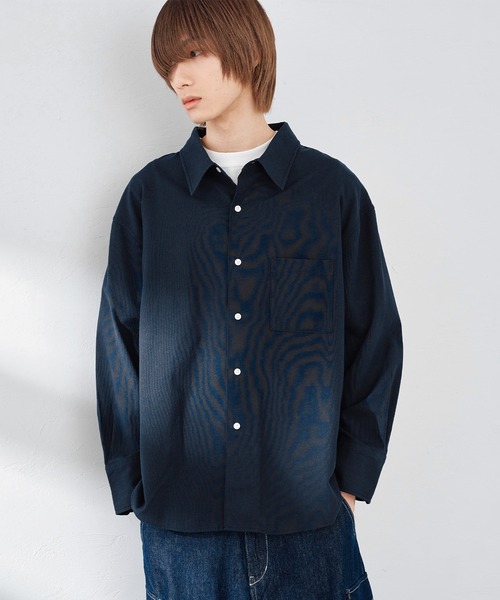 EDWIN（エドウィン）の「EDWIN エドウィン STEPMARK オーバーサイズ ビッグシルエット ルーズシャツ 長袖（シャツ/ブラウス・メンズ・ネイビー/ブルー/オレンジ/グリーン/ストライプ・LARGE/SMALL/MEDIUM）」の6枚目の写真