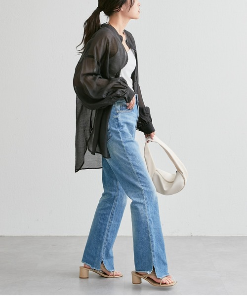 CIAOPANIC TYPY（チャオパニックティピー）の「シアーバンドカラーシャツ（シャツ/ブラウス・レディース・グリーン/ブラウン/ピンク/ホワイト/ブラック・ONE SIZE）」の13枚目の写真