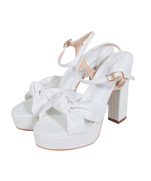 Julia Boutique（ジュリアブティック）の「ドットと無地から選べるチャンキーヒールストラップサンダル/23075（サンダル・レディース・ブラック/ホワイト/ドット/ピンクベージュ・S/L/3L/M/XS/LL）」の2枚目の写真