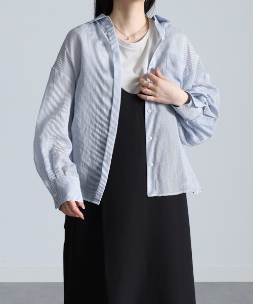 RANAN(ラナン)の「シアーストライプシャツ(シャツ/ブラウス・レディース・ピンク/グリーン/ブルー/イエロー・LL/L/M)」の15枚目の写真
