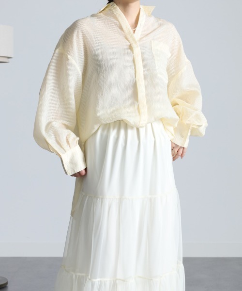 RANAN(ラナン)の「シアーストライプシャツ(シャツ/ブラウス・レディース・ピンク/グリーン/ブルー/イエロー・LL/L/M)」の19枚目の写真
