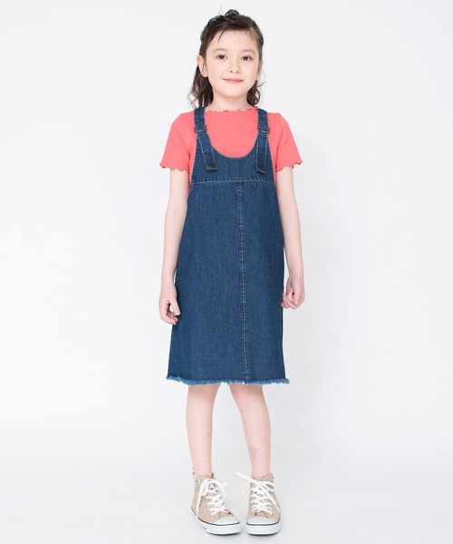 BRANSHES(ブランシェス)の「デニムジャンパースカート(ジャンパースカート・キッズ・ブルー/ネイビー・90/100/130/150/120/110/140)」の2枚目の写真