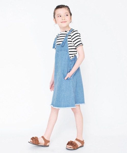 BRANSHES(ブランシェス)の「デニムジャンパースカート(ジャンパースカート・キッズ・ブルー/ネイビー・90/100/130/150/120/110/140)」の6枚目の写真