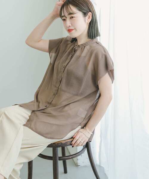 ITEMS URBANRESEARCH（アイテムズ アーバンリサーチ）の「ボイルライクフレンチブラウス（Tシャツ/カットソー・レディース・ホワイト/ブラック/モカ・FREE）」の3枚目の写真