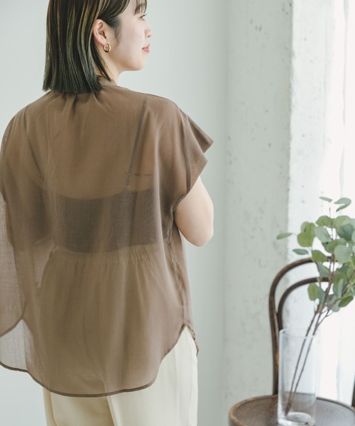 ITEMS URBANRESEARCH（アイテムズ アーバンリサーチ）の「ボイルライクフレンチブラウス（Tシャツ/カットソー・レディース・ホワイト/ブラック/モカ・FREE）」の5枚目の写真