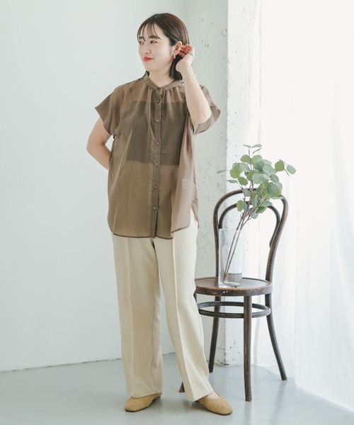 ITEMS URBANRESEARCH（アイテムズ アーバンリサーチ）の「ボイルライクフレンチブラウス（Tシャツ/カットソー・レディース・ホワイト/ブラック/モカ・FREE）」の6枚目の写真