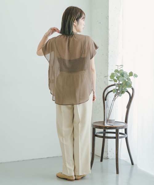 ITEMS URBANRESEARCH（アイテムズ アーバンリサーチ）の「ボイルライクフレンチブラウス（Tシャツ/カットソー・レディース・ホワイト/ブラック/モカ・FREE）」の7枚目の写真