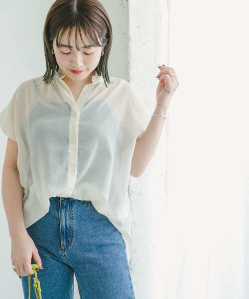 ITEMS URBANRESEARCH（アイテムズ アーバンリサーチ）の「ボイルライクフレンチブラウス（Tシャツ/カットソー・レディース・ホワイト/ブラック/モカ・FREE）」の9枚目の写真