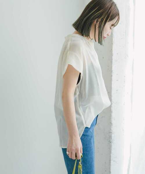 ITEMS URBANRESEARCH（アイテムズ アーバンリサーチ）の「ボイルライクフレンチブラウス（Tシャツ/カットソー・レディース・ホワイト/ブラック/モカ・FREE）」の10枚目の写真