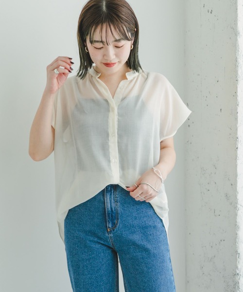 ITEMS URBANRESEARCH（アイテムズ アーバンリサーチ）の「ボイルライクフレンチブラウス（Tシャツ/カットソー・レディース・ホワイト/ブラック/モカ・FREE）」の12枚目の写真