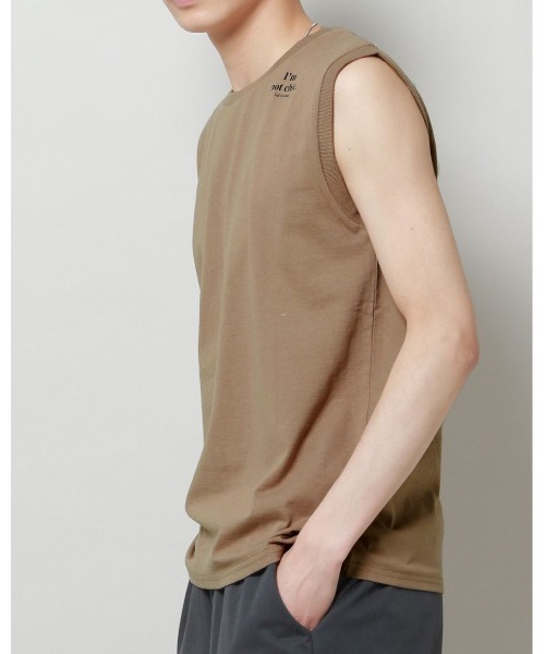 ALAND(エーランド)の「【UNISEX】ALAND/ノースリーブT 2907398(Tシャツ/カットソー・レディース・ベージュ/ブルー/チャコール/オフホワイト・FREE)」の1枚目の写真