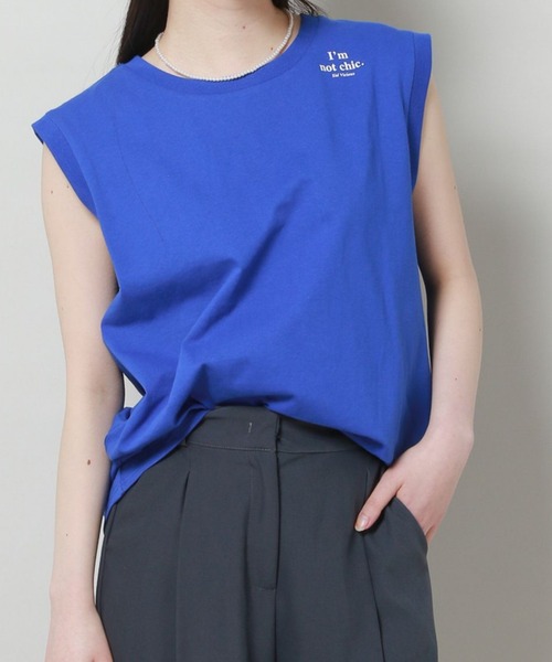 ALAND(エーランド)の「【UNISEX】ALAND/ノースリーブT 2907398(Tシャツ/カットソー・レディース・ベージュ/ブルー/チャコール/オフホワイト・FREE)」の4枚目の写真