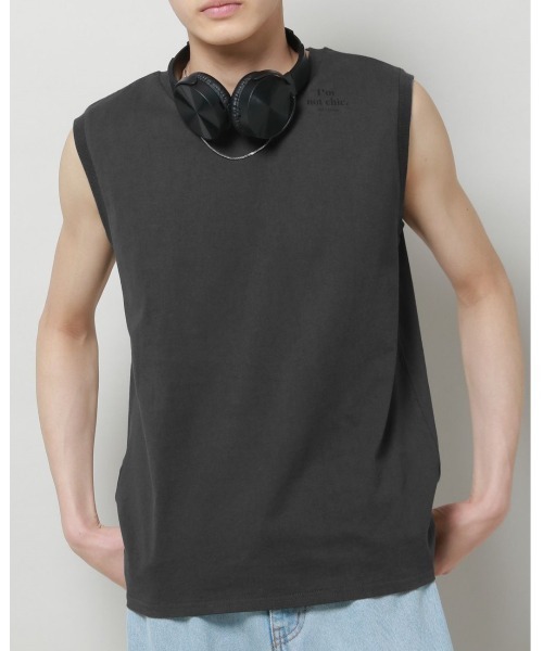 ALAND(エーランド)の「【UNISEX】ALAND/ノースリーブT 2907398(Tシャツ/カットソー・レディース・ベージュ/ブルー/チャコール/オフホワイト・FREE)」の3枚目の写真