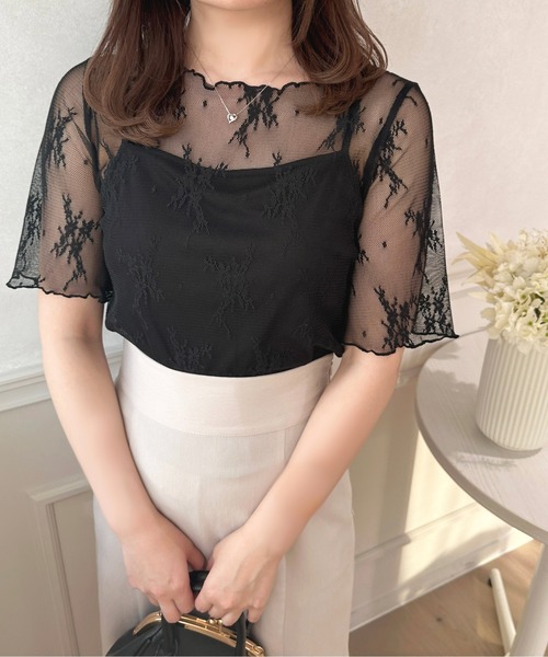 apres jour(アプレジュール)の「カップ付きキャミ+レースプルオーバー【ZOZOTOWN限定アイテム】(Tシャツ/カットソー・レディース・アイボリー/オフホワイト/ブラック・フリー/X-LARGE)」の9枚目の写真