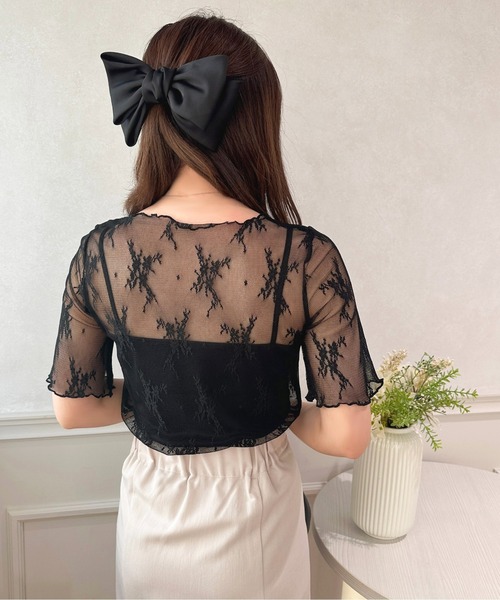 apres jour(アプレジュール)の「カップ付きキャミ+レースプルオーバー【ZOZOTOWN限定アイテム】(Tシャツ/カットソー・レディース・アイボリー/オフホワイト/ブラック・フリー/X-LARGE)」の6枚目の写真