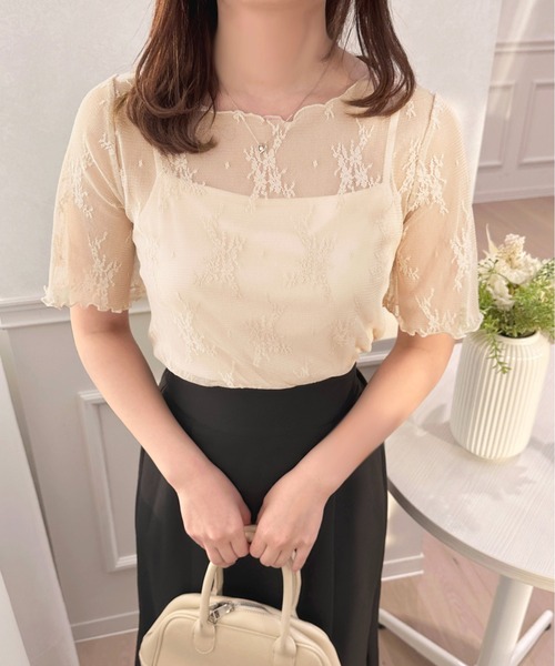 apres jour(アプレジュール)の「カップ付きキャミ+レースプルオーバー【ZOZOTOWN限定アイテム】(Tシャツ/カットソー・レディース・アイボリー/オフホワイト/ブラック・フリー/X-LARGE)」の11枚目の写真