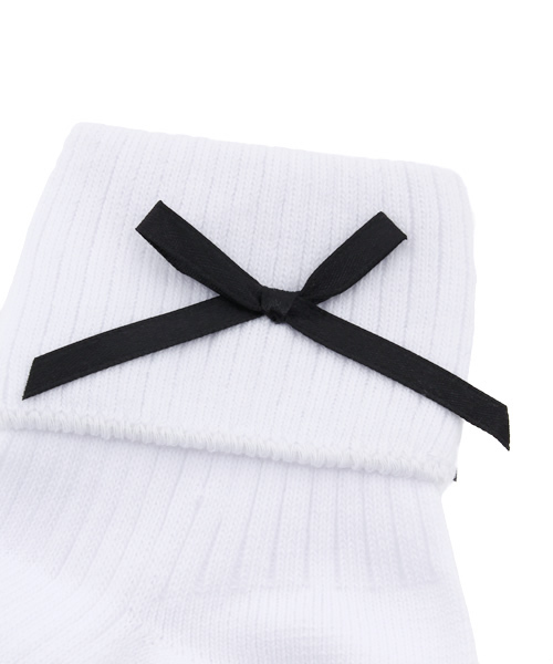 WEGO（ウィゴー）の「WEGO/リボン折り返しソックス（ソックス/靴下・レディース・ホワイト・FREE）」の2枚目の写真