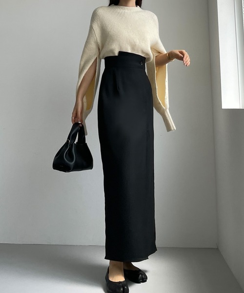 Louere(ルエレ)の「薄手ヘリンボーンタイトラップ風スカート(スカート・レディース・ブラック系その他2/ブラック系その他/チャコール/ブラウン/ベージュ・SMALL/MEDIUM/X-LARGE/LARGE)」の8枚目の写真