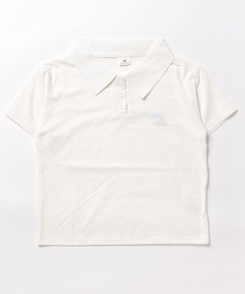 meJane（ミージェーン）の「ハート刺繍クロップド丈 半そでちびポロシャツ（ポロシャツ・レディース・チェリーレッド/ホワイト/ブラック/グレー・FREE）」の15枚目の写真