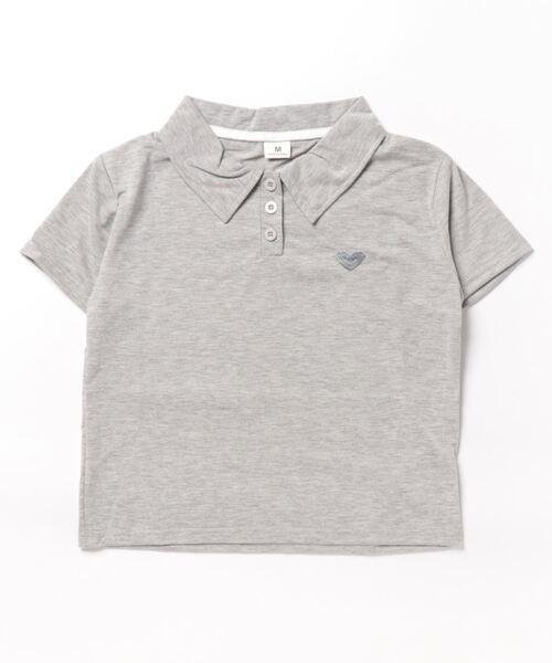 meJane（ミージェーン）の「ハート刺繍クロップド丈 半そでちびポロシャツ（ポロシャツ・レディース・チェリーレッド/ホワイト/ブラック/グレー・FREE）」の18枚目の写真