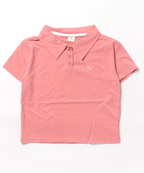 meJane（ミージェーン）の「ハート刺繍クロップド丈 半そでちびポロシャツ（ポロシャツ・レディース・チェリーレッド/ホワイト/ブラック/グレー・FREE）」の19枚目の写真