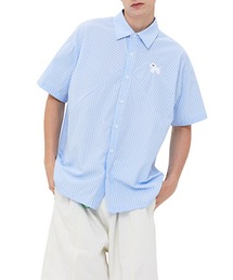 GENXDER（ノンジェンダー）の「【genxder】ユニセックスシュートスリーブストライプ半袖シャツ (SS)（ポロシャツ）」