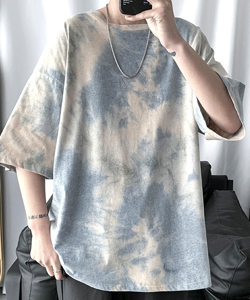 SEN TOKYO（セントーキョー）の「目を惹く鮮やかさ。タイダイ染め オーバサイズTシャツ（Tシャツ/カットソー・メンズ・レッド/ネイビー・M/L/XL）」の2枚目の写真