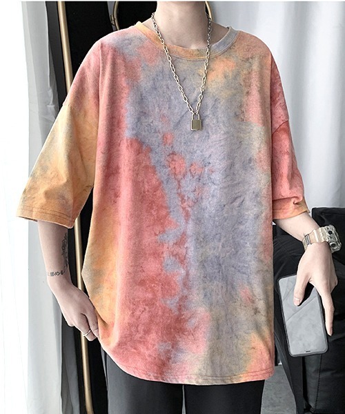SEN TOKYO（セントーキョー）の「目を惹く鮮やかさ。タイダイ染め オーバサイズTシャツ（Tシャツ/カットソー・メンズ・レッド/ネイビー・M/L/XL）」の11枚目の写真