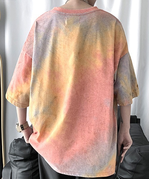 SEN TOKYO（セントーキョー）の「目を惹く鮮やかさ。タイダイ染め オーバサイズTシャツ（Tシャツ/カットソー・メンズ・レッド/ネイビー・M/L/XL）」の4枚目の写真