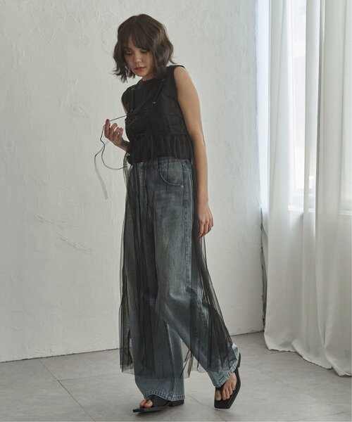 notch.(ノッチ)の「チュールレースキャミワンピース(ワンピース・レディース・ブラック/オフホワイト/チャコールグレー・M)」の7枚目の写真