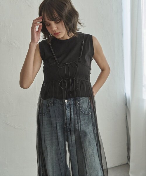 notch.(ノッチ)の「チュールレースキャミワンピース(ワンピース・レディース・ブラック/オフホワイト/チャコールグレー・M)」の12枚目の写真