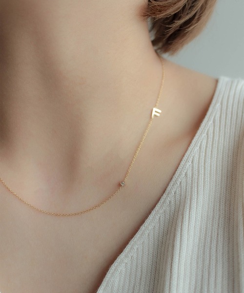 ebine（エビネ）の「Alphabet Zirconia Necklace　金属アレルギー対応 サージカルステンレス（ネックレス・レディース・D/C/M/K/F/S/R/I/T/E/J/A/H/N/Y/W・FREE）」の6枚目の写真