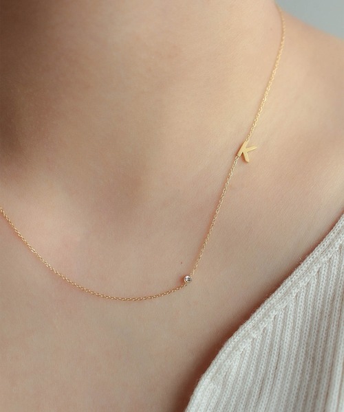 ebine（エビネ）の「Alphabet Zirconia Necklace　金属アレルギー対応 サージカルステンレス（ネックレス・レディース・D/C/M/K/F/S/R/I/T/E/J/A/H/N/Y/W・FREE）」の10枚目の写真
