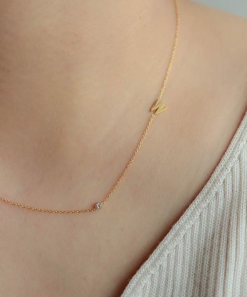 ebine（エビネ）の「Alphabet Zirconia Necklace　金属アレルギー対応 サージカルステンレス（ネックレス・レディース・D/C/M/K/F/S/R/I/T/E/J/A/H/N/Y/W・FREE）」の15枚目の写真