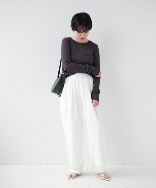 EMILY WEEK（エミリーウィーク）の「パウダリーコットンプルオーバー（Tシャツ/カットソー・レディース・ホワイト/チャコールグレー・FREE）」の17枚目の写真