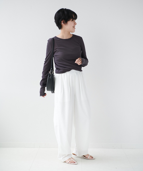 EMILY WEEK（エミリーウィーク）の「パウダリーコットンプルオーバー（Tシャツ/カットソー・レディース・ホワイト/チャコールグレー・FREE）」の18枚目の写真