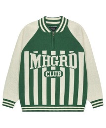 ニット セーター 「mahagrid/マハグリッド」MHGRD CLUB HALF ZIP KNIT/MHGRDクラブハーフZIPニット レディース mahagrid/マハグリッド』ARC LOGO HALF ZIP SWEATSHIRT