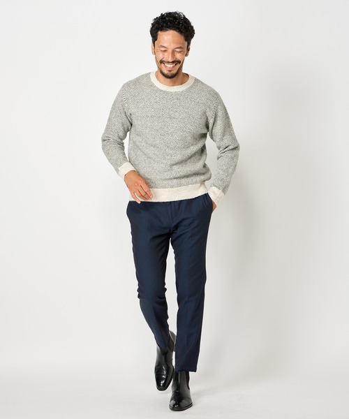 MEN'S BIGI（メンズビギ）の「バーズアイクルーネックニット（ニット/セーター・メンズ・ネイビー/ホワイト系その他・01/02/03）」の4枚目の写真