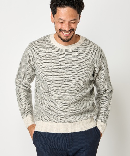 MEN'S BIGI（メンズビギ）の「バーズアイクルーネックニット（ニット/セーター・メンズ・ネイビー/ホワイト系その他・01/02/03）」の6枚目の写真