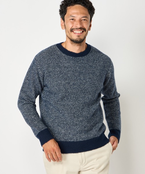MEN'S BIGI（メンズビギ）の「バーズアイクルーネックニット（ニット/セーター・メンズ・ネイビー/ホワイト系その他・01/02/03）」の5枚目の写真