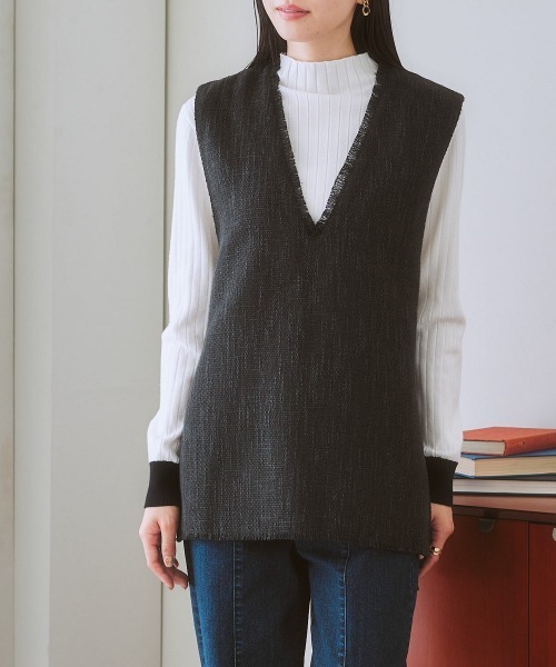 nissen（ニッセン）の「Vネックツイードベスト（ベスト・レディース・グレー系/ブラック系・M/LL/L/S）」の17枚目の写真