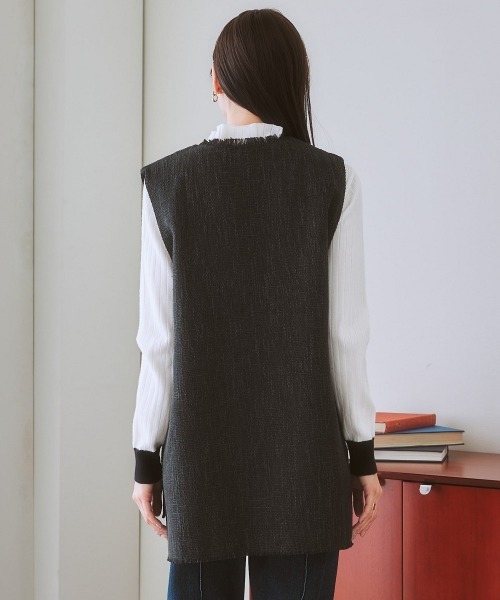 nissen（ニッセン）の「Vネックツイードベスト（ベスト・レディース・グレー系/ブラック系・M/LL/L/S）」の18枚目の写真