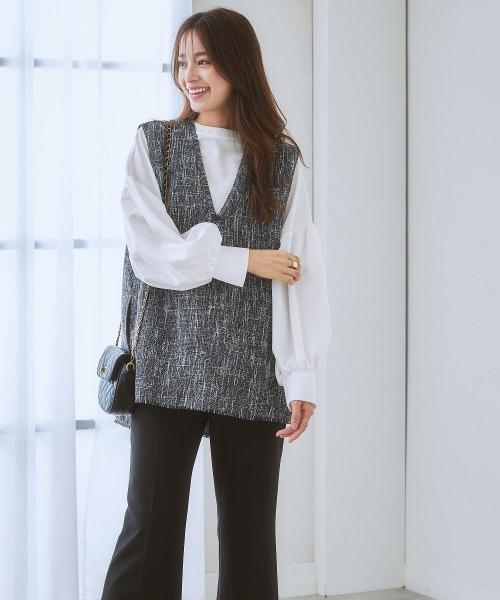 nissen（ニッセン）の「Vネックツイードベスト（ベスト・レディース・グレー系/ブラック系・M/LL/L/S）」の20枚目の写真