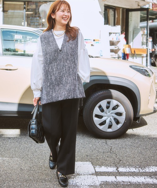 nissen（ニッセン）の「Vネックツイードベスト（ベスト・レディース・グレー系/ブラック系・M/LL/L/S）」の22枚目の写真