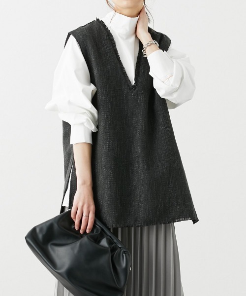 nissen（ニッセン）の「Vネックツイードベスト（ベスト・レディース・グレー系/ブラック系・M/LL/L/S）」の21枚目の写真