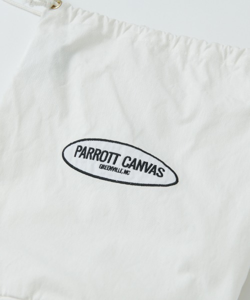 PARROTT CANVAS（パロットキャンバス）の「SHOES BAG/キャンバス巾着バッグ（ショルダーバッグ・レディース・ホワイト/ネイビー・ONE SIZE）」の4枚目の写真