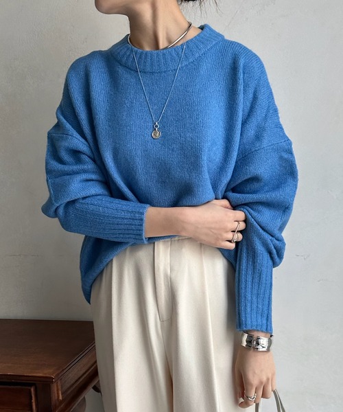 DouDou(ドゥドゥ)の「【WEB限定】 ショート丈ワイドクルーネックプルオーバー(Tシャツ/カットソー・レディース・レッド/アイボリー/ブラウン系/ブラック/ブルー・FREE)」の5枚目の写真