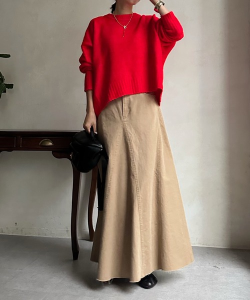 DouDou(ドゥドゥ)の「【WEB限定】 ショート丈ワイドクルーネックプルオーバー(Tシャツ/カットソー・レディース・レッド/アイボリー/ブラウン系/ブラック/ブルー・FREE)」の16枚目の写真